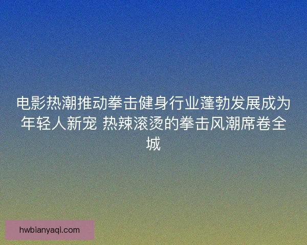 电影热潮推动拳击健身行业蓬勃发展成为年轻人新宠 热辣滚烫的拳击风潮席卷全城